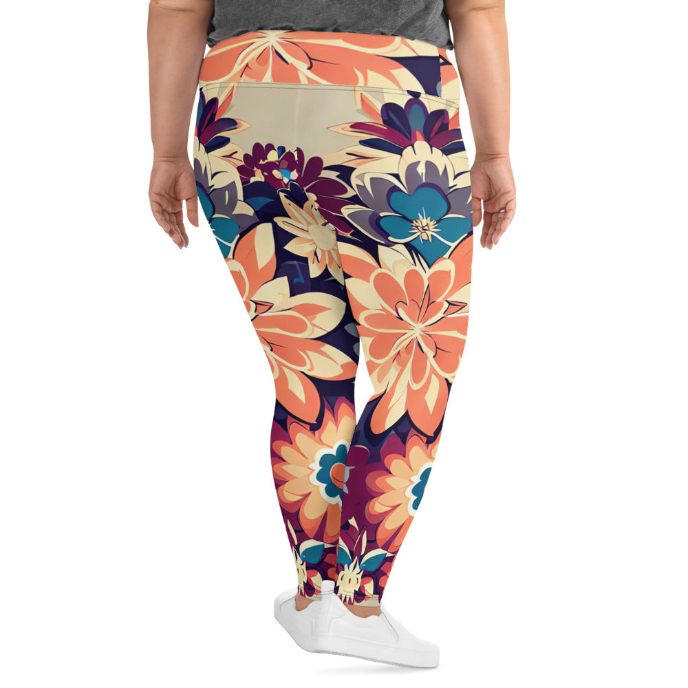 DMV 0253 Floral All-Over Print Plus Size Leggings