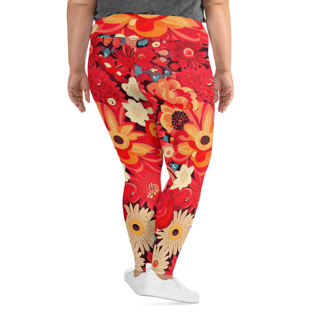 DMV 0105 Floral All-Over Print Plus Size Leggings