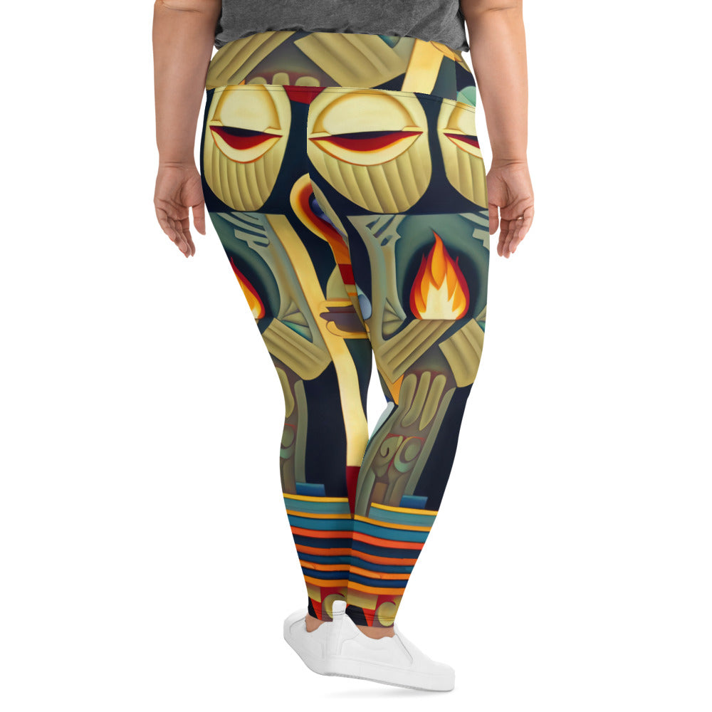 DMV 0237 Retro Art All-Over Print Plus Size Leggings