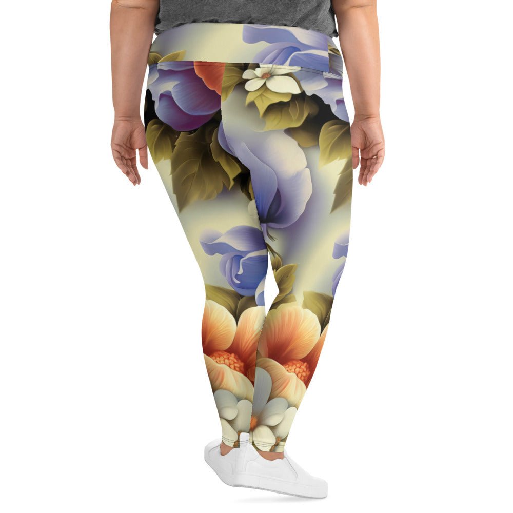 DMV 0109 Floral All-Over Print Plus Size Leggings