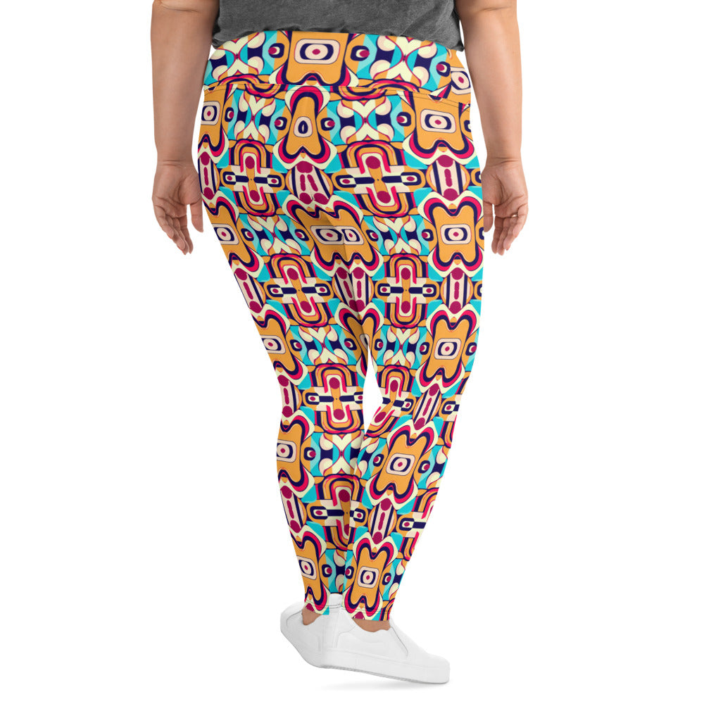 DMV 0160 Vintage Artsy All-Over Print Plus Size Leggings