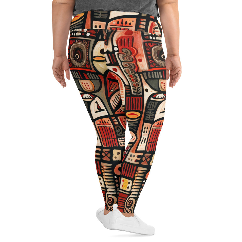 DMV 0107 Retro Art All-Over Print Plus Size Leggings