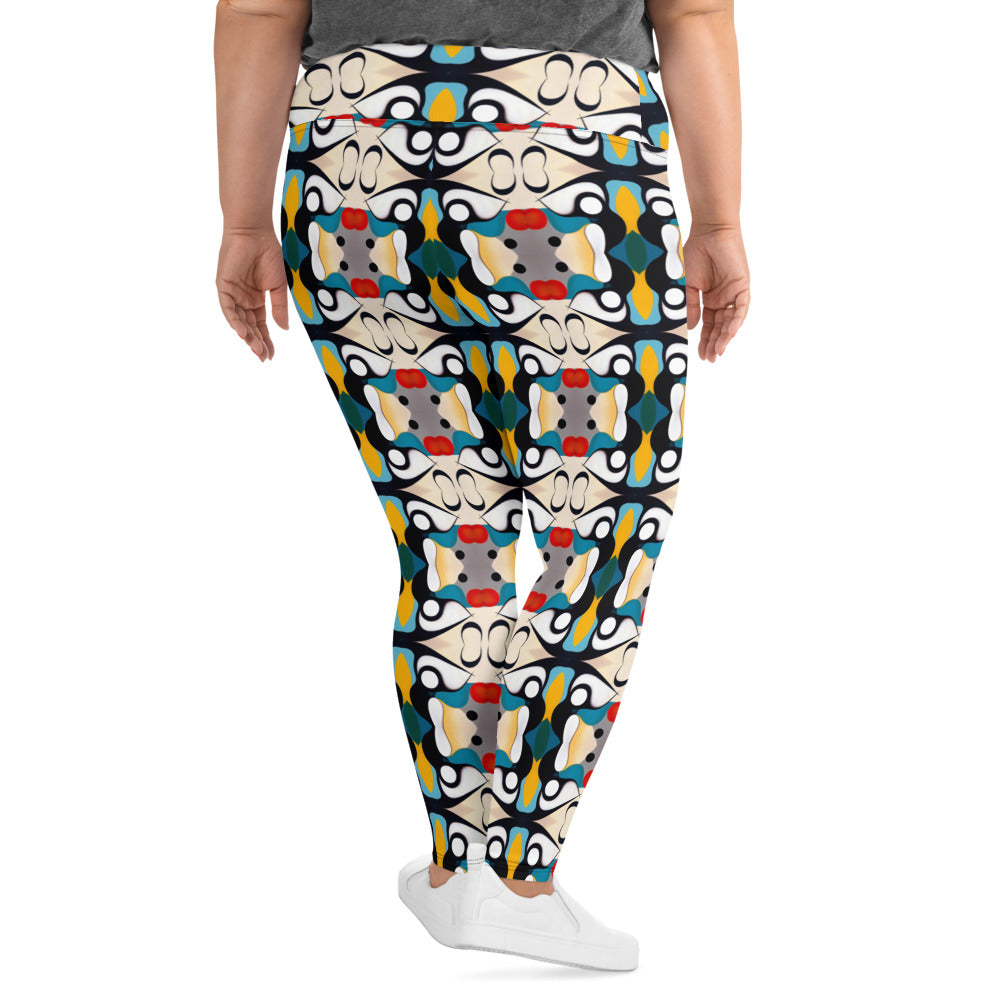 DMV 0139 Vintage Artsy All-Over Print Plus Size Leggings