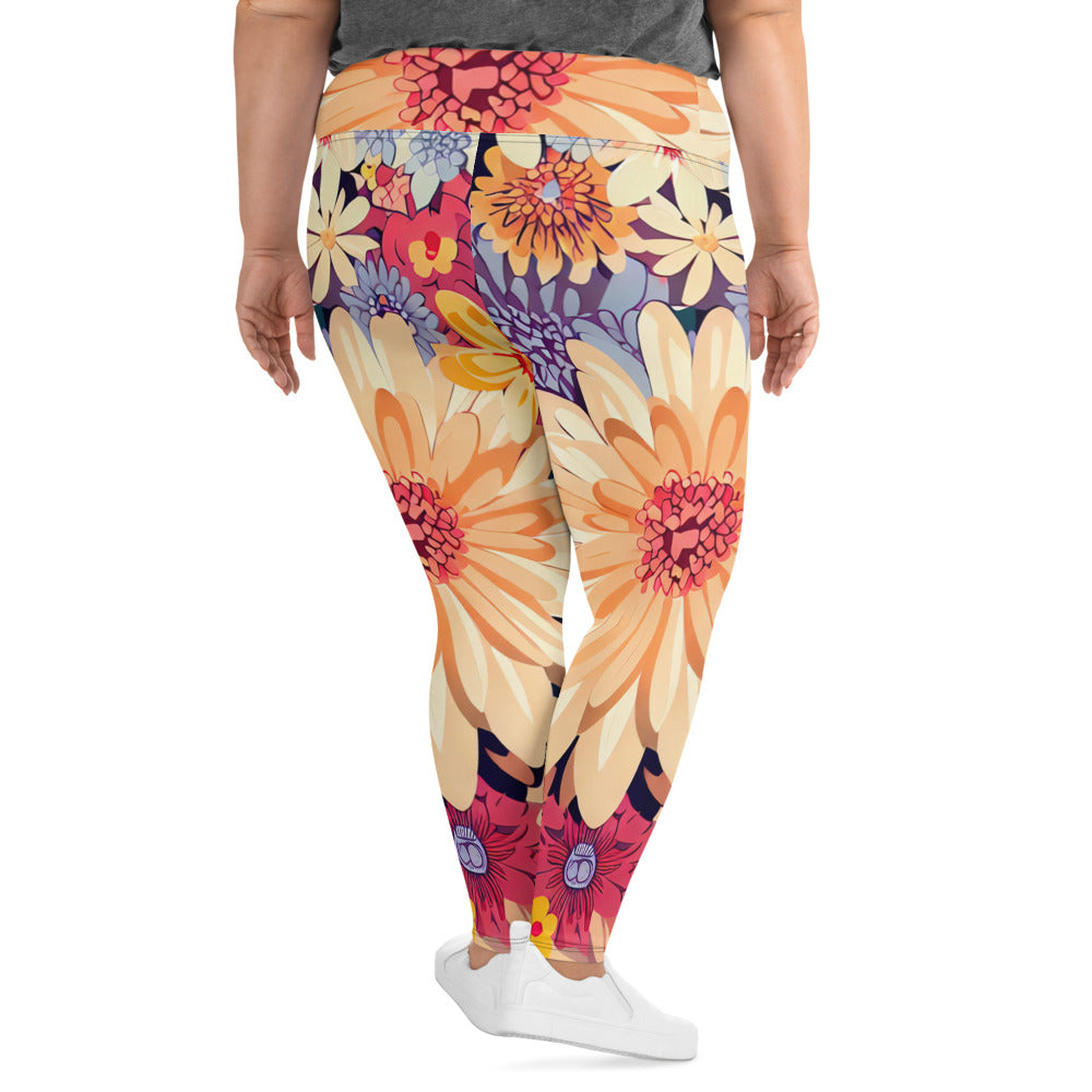 DMV 0137 Floral All-Over Print Plus Size Leggings