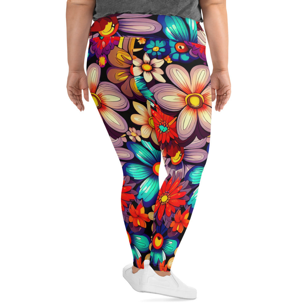 DMV 0197 Floral All-Over Print Plus Size Leggings