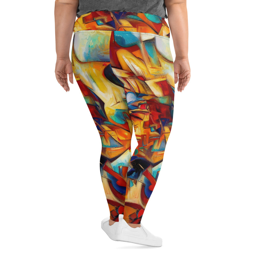 DMV 0416 Abstract Art All-Over Print Plus Size Leggings