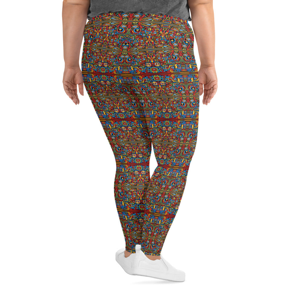 DMV 1358 Psy Artsy All-Over Print Plus Size Leggings