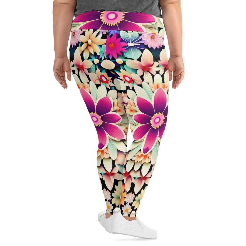 DMV 0307 Floral All-Over Print Plus Size Leggings