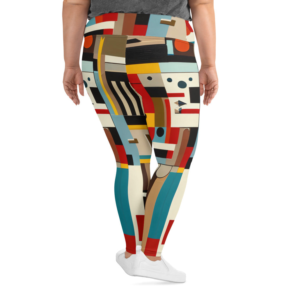 DMV 0413 Abstract Art All-Over Print Plus Size Leggings