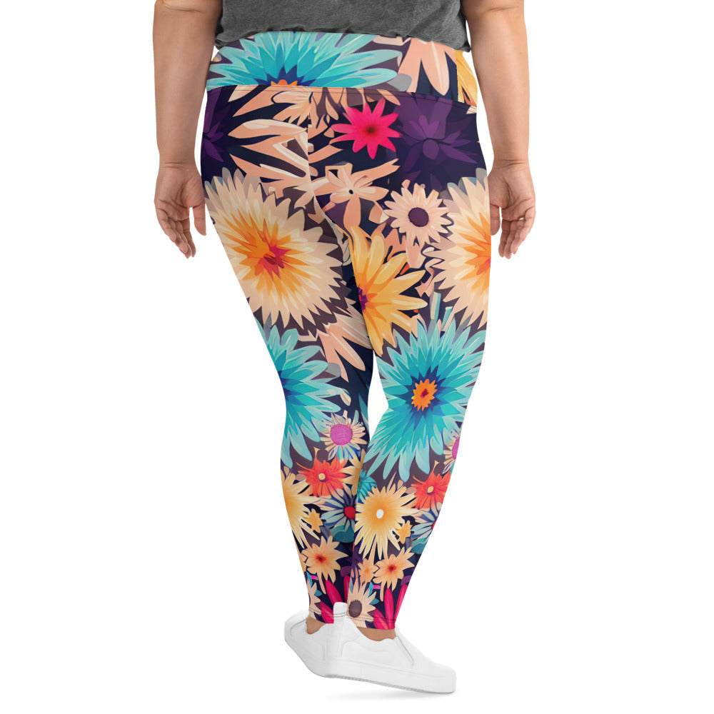 DMV 0404 Floral All-Over Print Plus Size Leggings