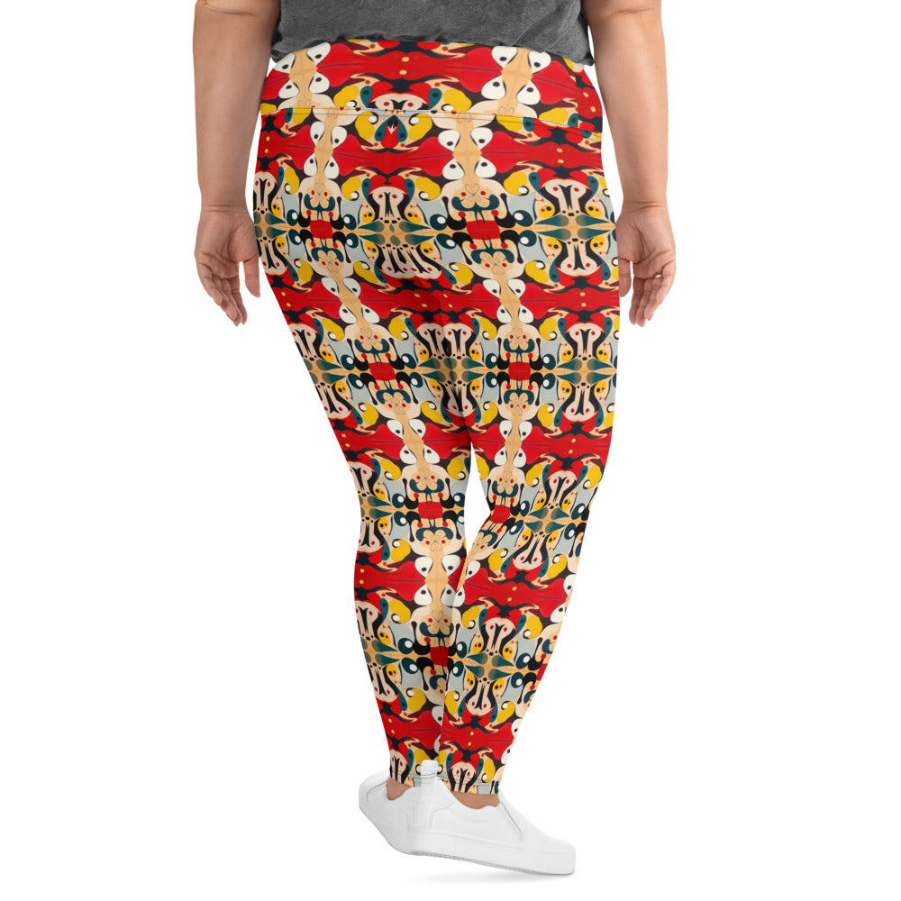 DMV 0203 Vintage Artsy All-Over Print Plus Size Leggings