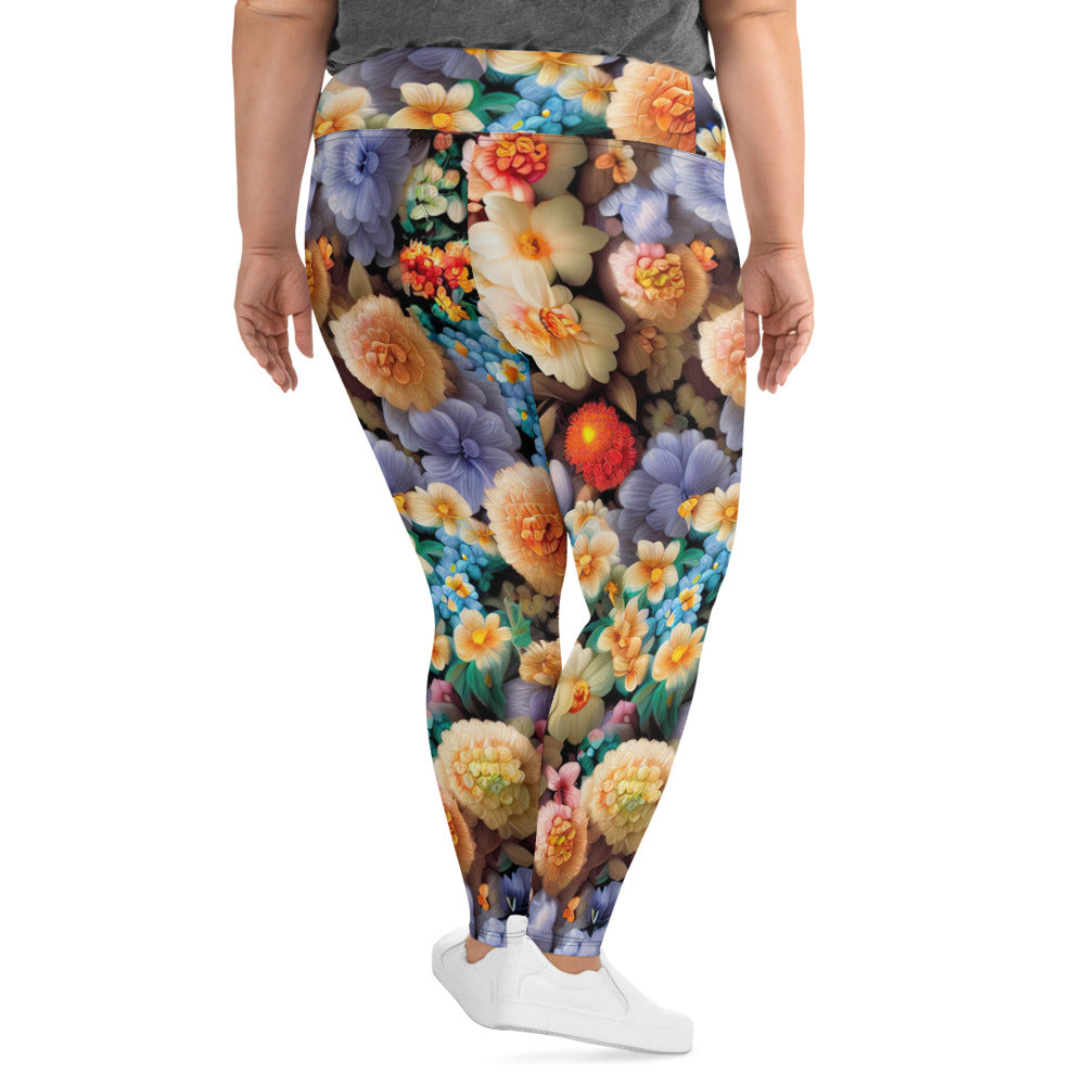 DMV 0302 Floral All-Over Print Plus Size Leggings