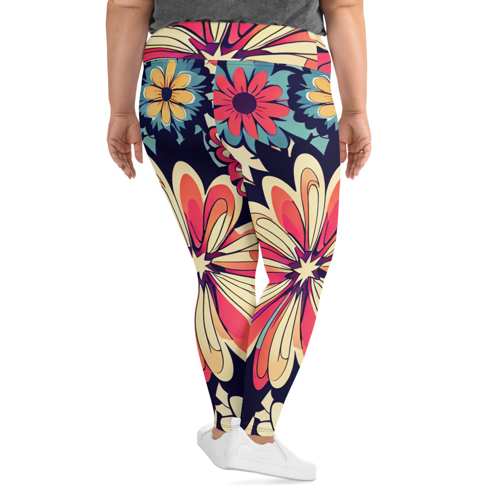 DMV 1525 Floral All-Over Print Plus Size Leggings