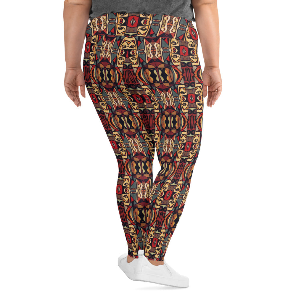 DMV 0174 Classic Boho All-Over Print Plus Size Leggings