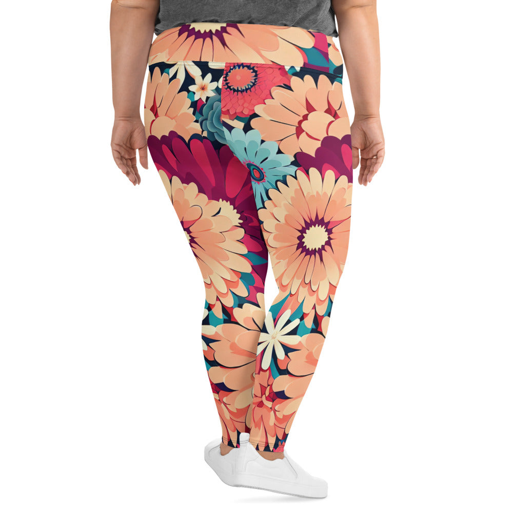 DMV 0293 Floral All-Over Print Plus Size Leggings