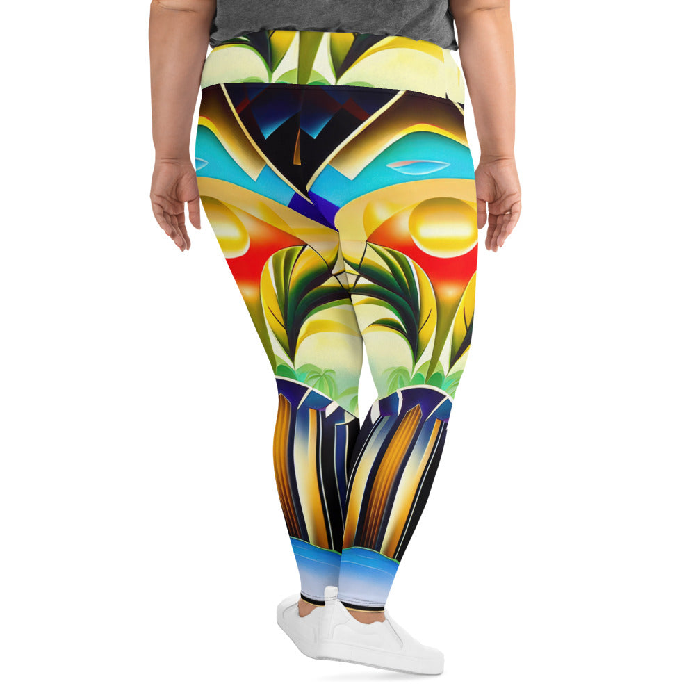 DMV 0258 Retro Art All-Over Print Plus Size Leggings