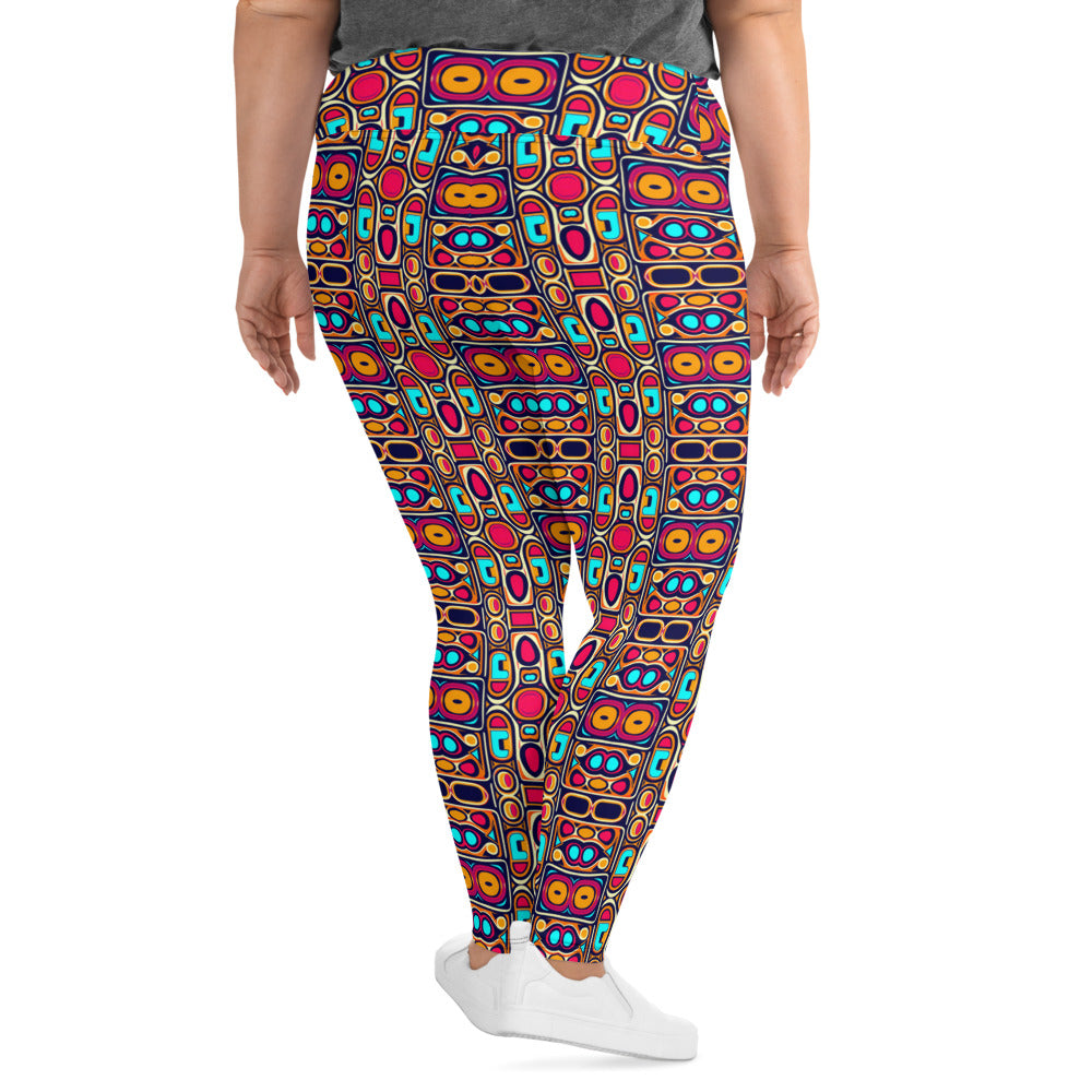 DMV 0185 Vintage Artsy All-Over Print Plus Size Leggings