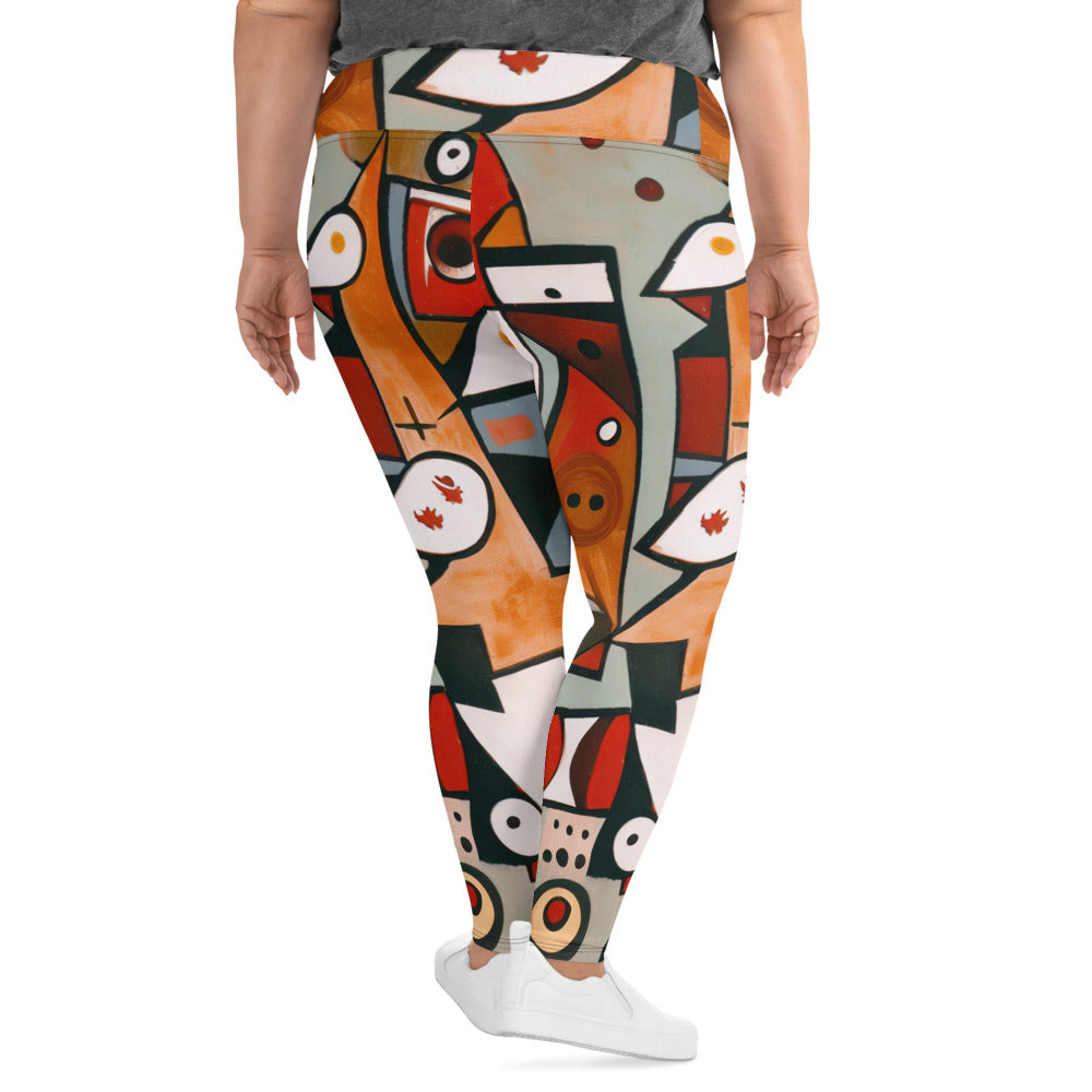 DMV 0522 Retro Art All-Over Print Plus Size Leggings