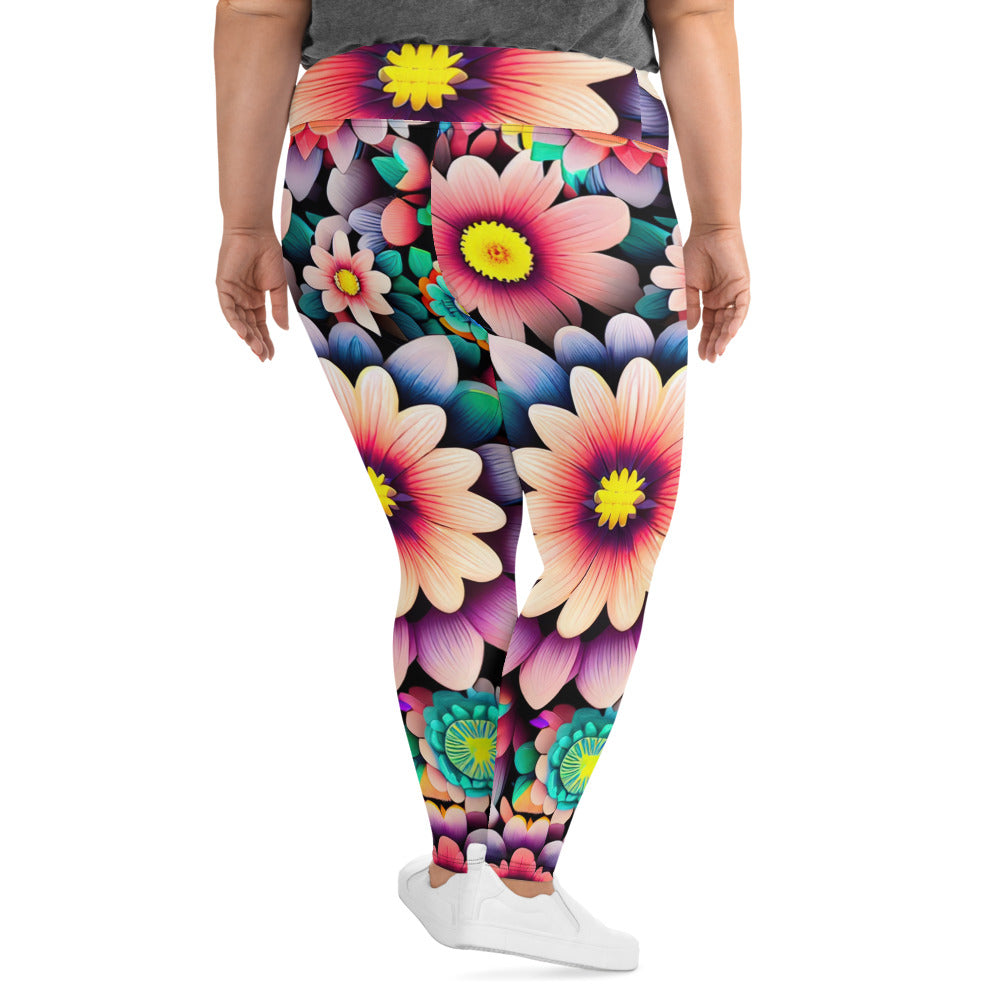 DMV 0515 Floral All-Over Print Plus Size Leggings