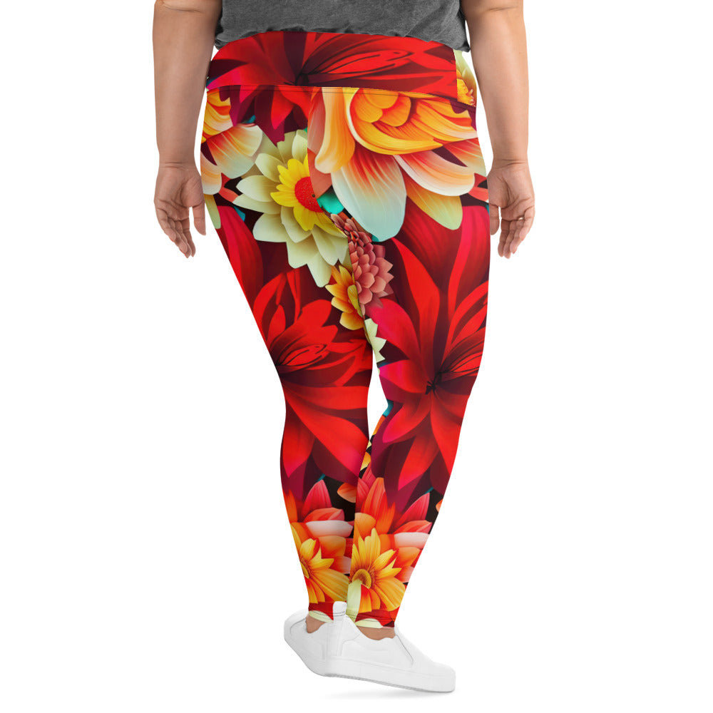 DMV 0419 Floral All-Over Print Plus Size Leggings