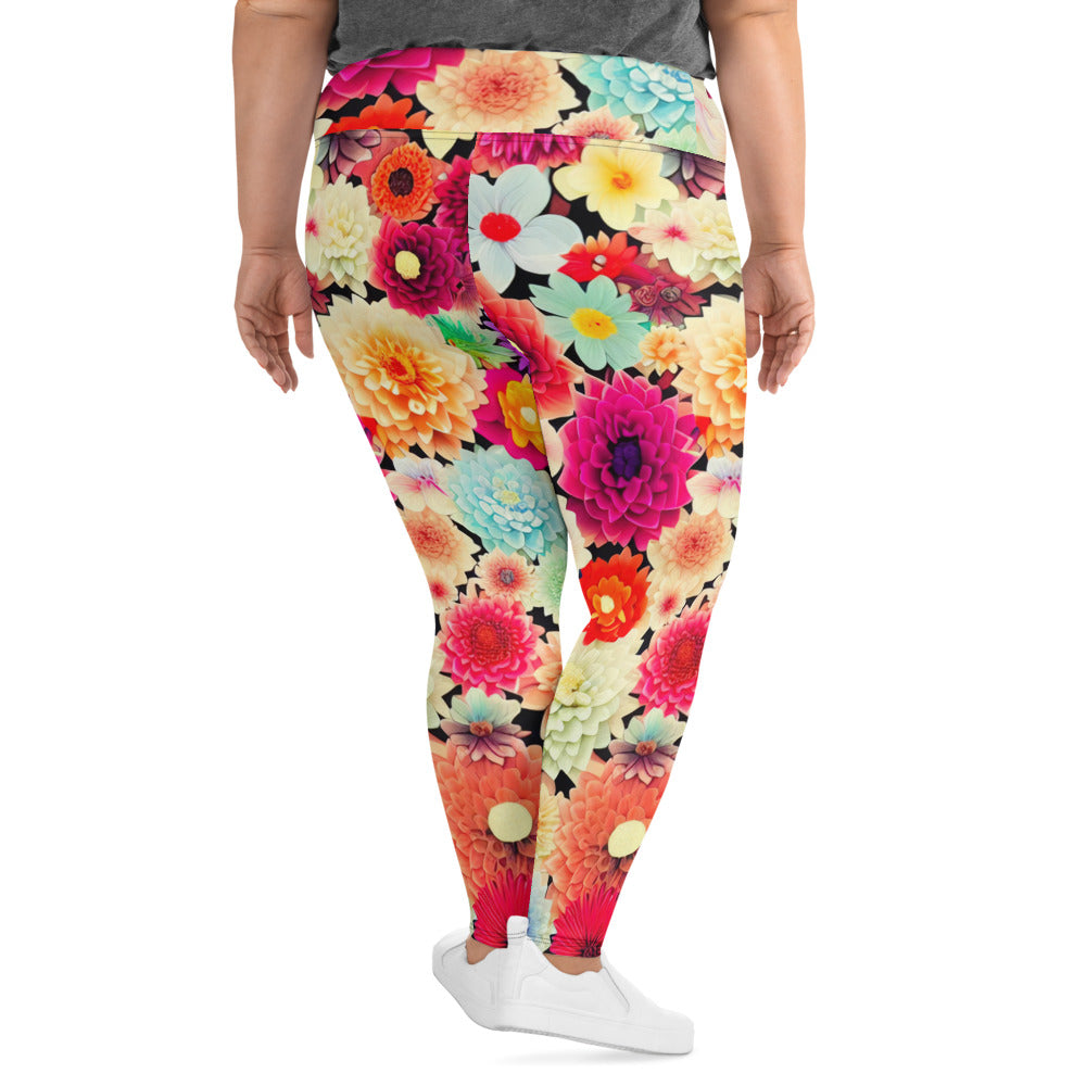 DMV 0424 Floral All-Over Print Plus Size Leggings