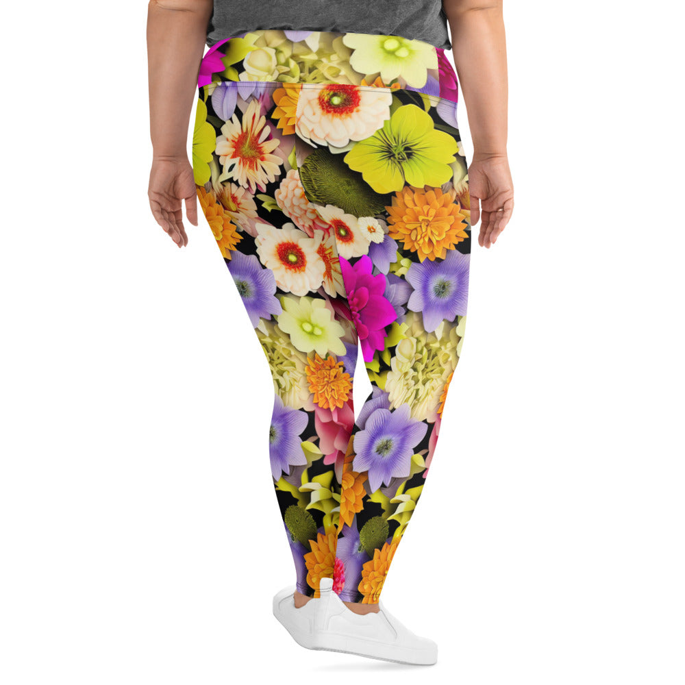 DMV 0557 Floral All-Over Print Plus Size Leggings