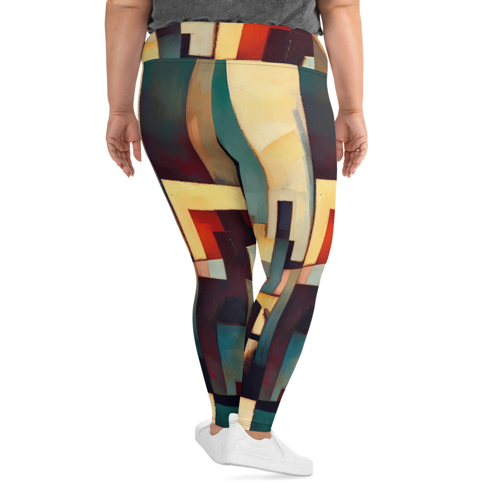 DMV 0317 Abstract Art All-Over Print Plus Size Leggings