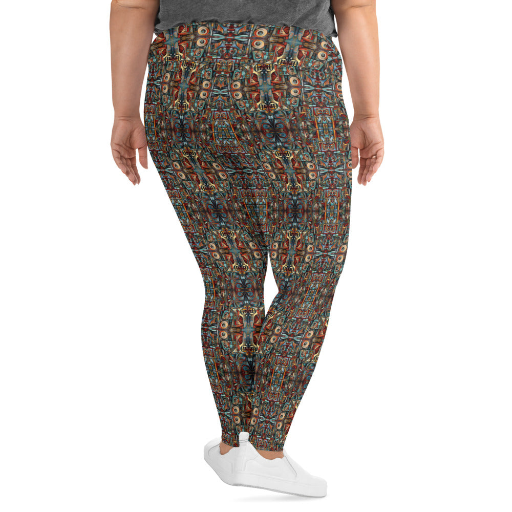 DMV 1437 Conceptual Artsy All-Over Print Plus Size Leggings