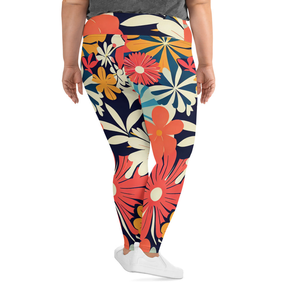 DMV 1197 Floral All-Over Print Plus Size Leggings