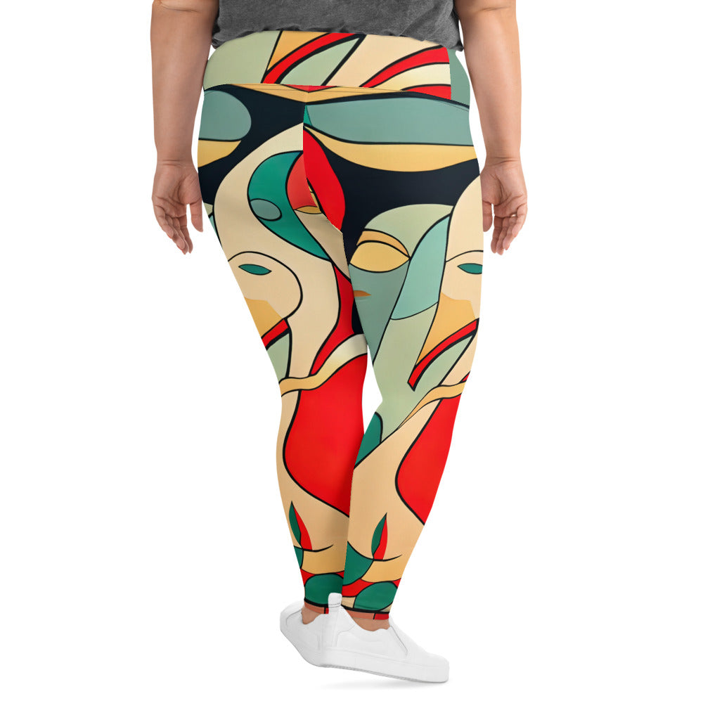 DMV 0395 Retro Art All-Over Print Plus Size Leggings