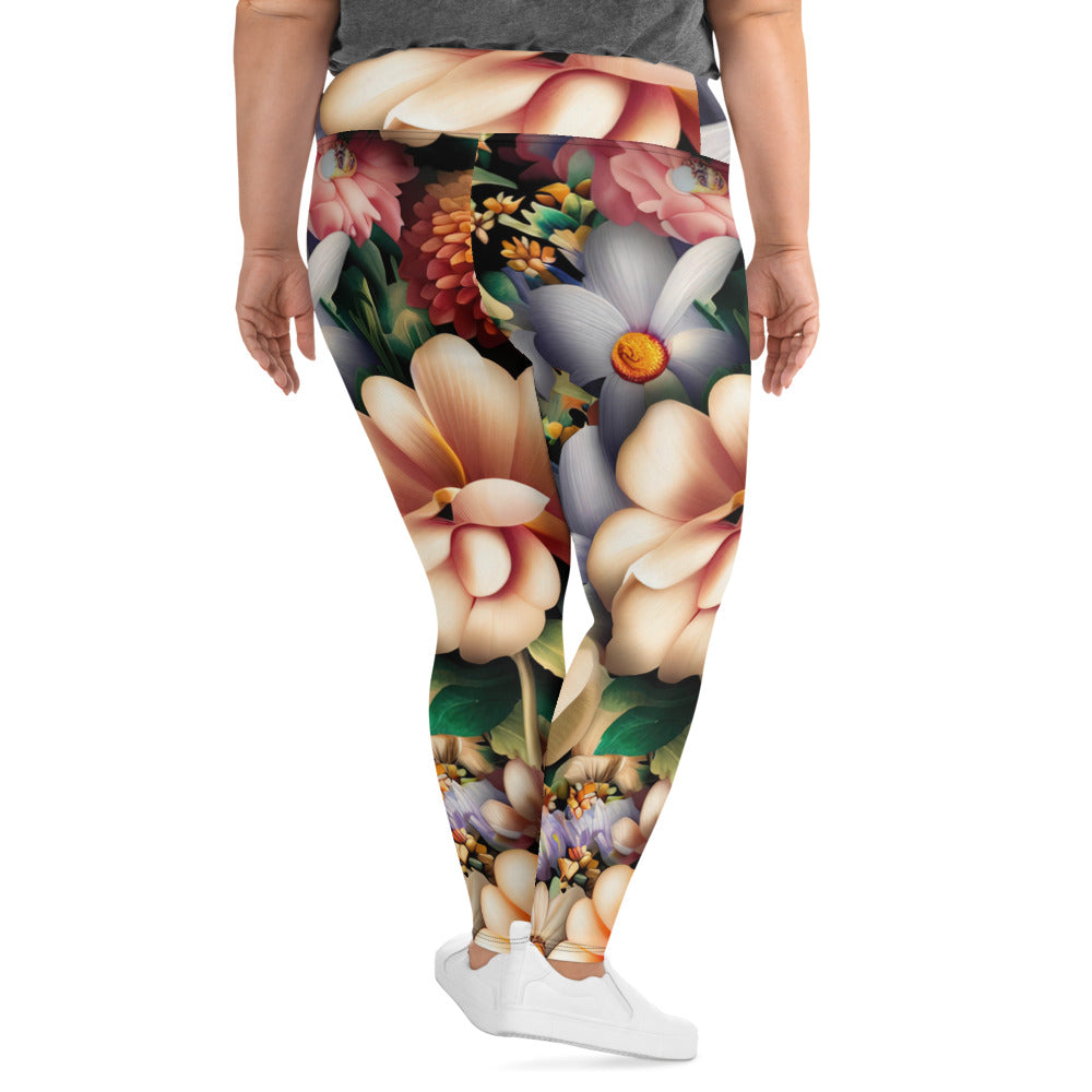 DMV 1574 Floral All-Over Print Plus Size Leggings