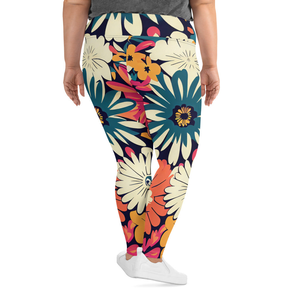 DMV 1429 Floral All-Over Print Plus Size Leggings