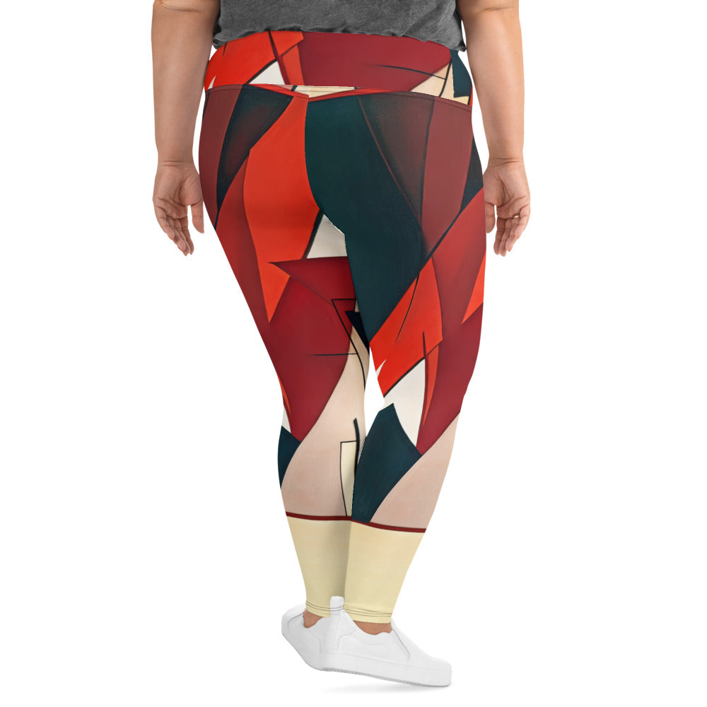 DMV 1527 Abstract Art All-Over Print Plus Size Leggings