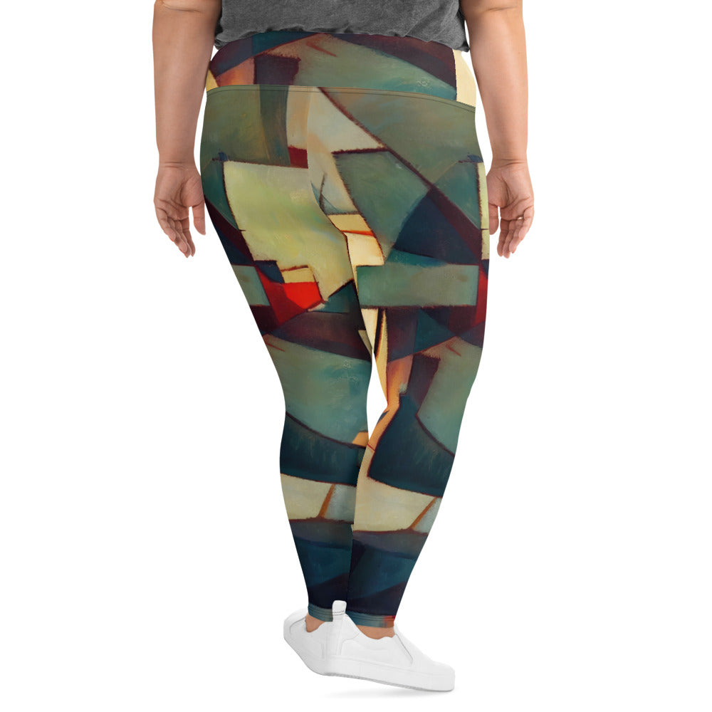 DMV 1671 Abstract Art All-Over Print Plus Size Leggings