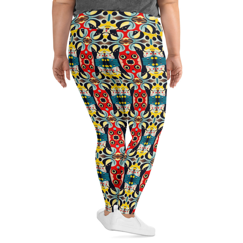 DMV 1706 Vintage Artsy All-Over Print Plus Size Leggings