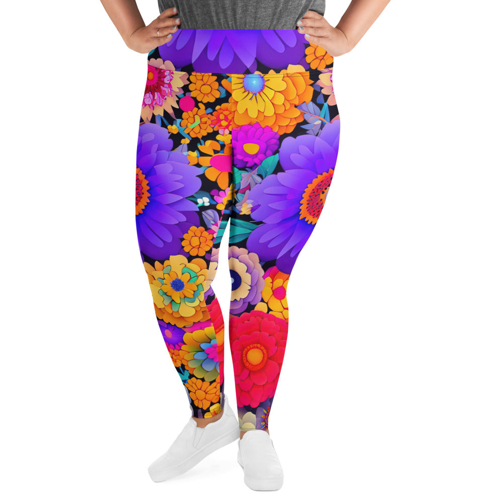 DMV 0220 Floral All-Over Print Plus Size Leggings