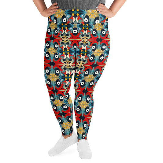 DMV 0269 Vintage Artsy All-Over Print Plus Size Leggings