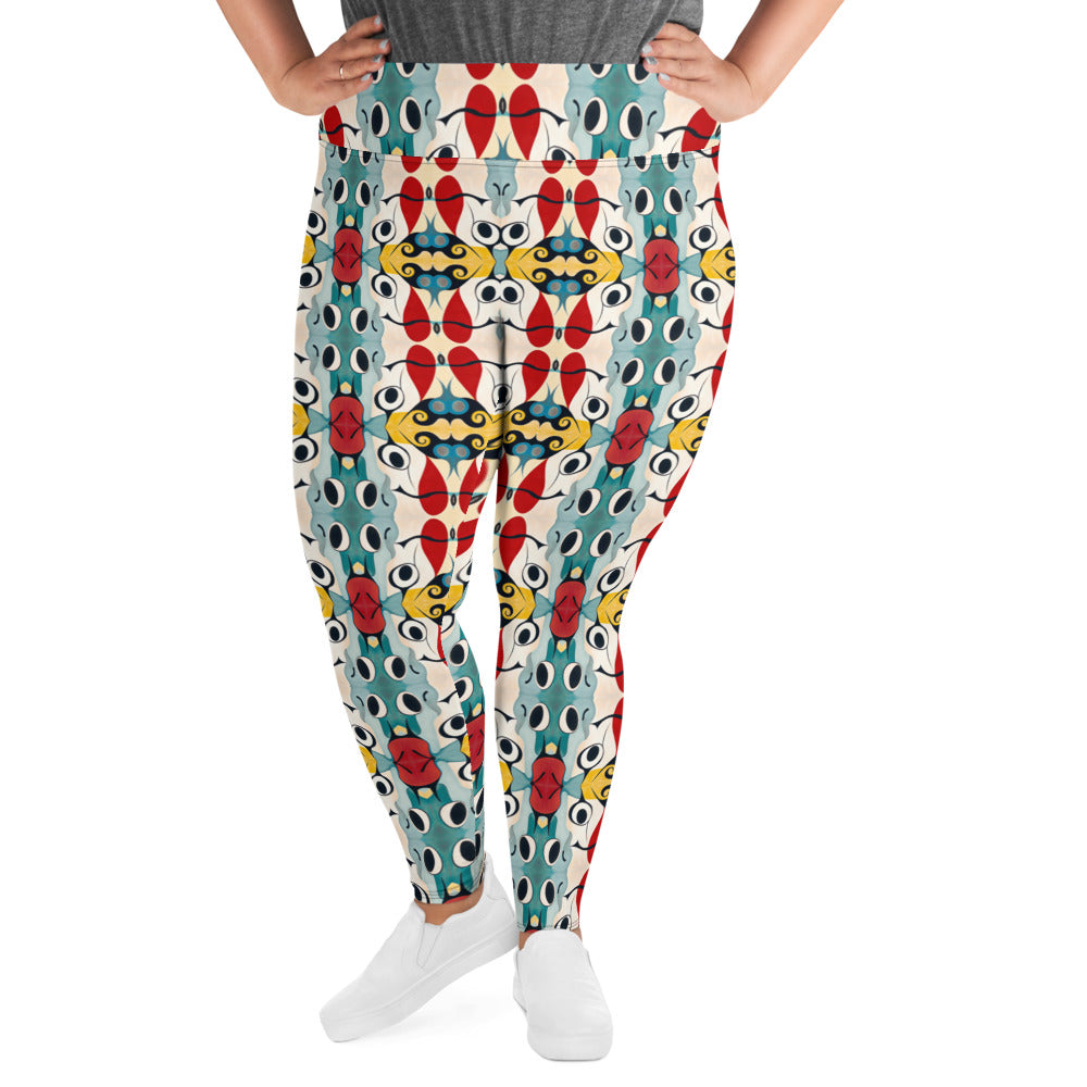 DMV 0230 Vintage Artsy All-Over Print Plus Size Leggings