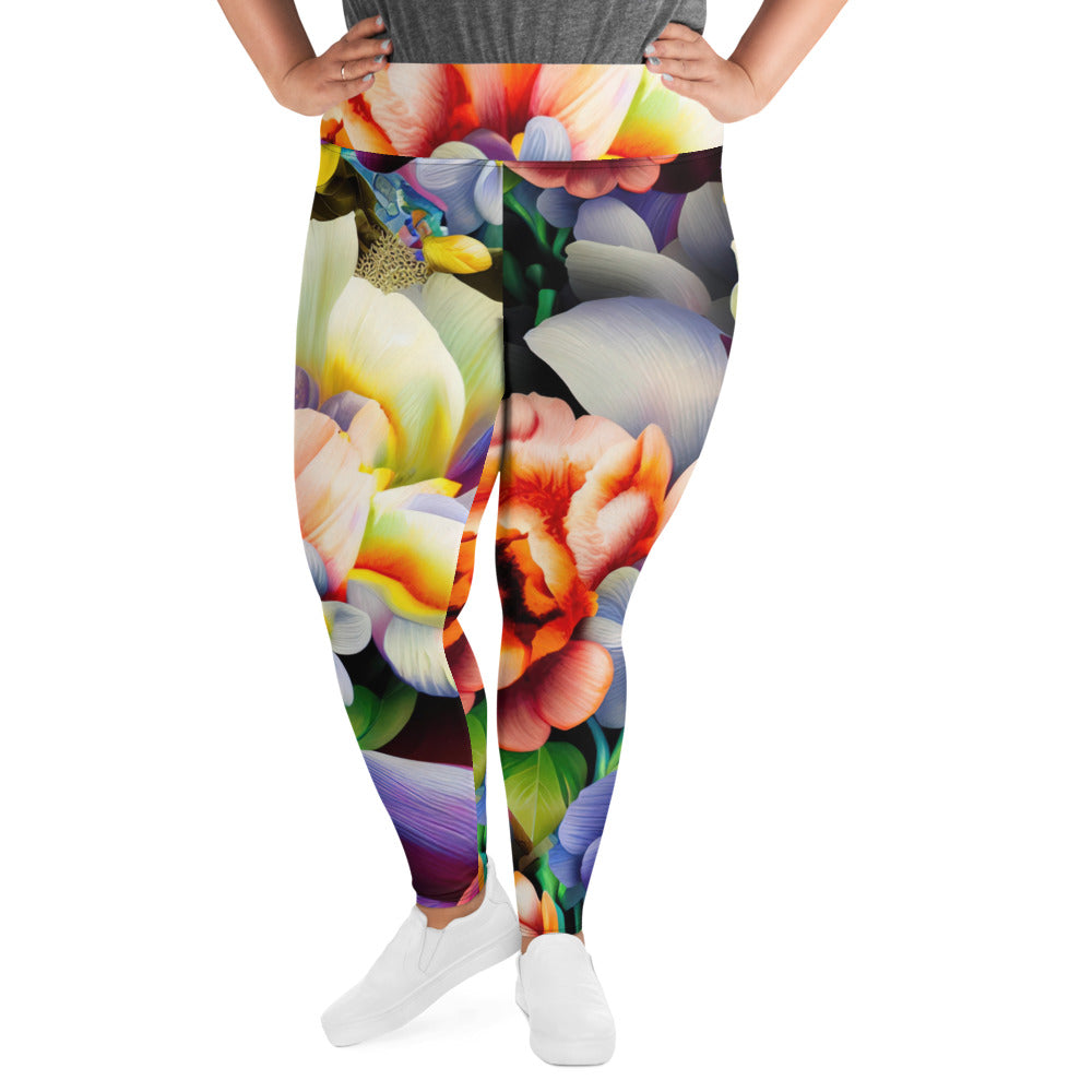 DMV 0081 Floral All-Over Print Plus Size Leggings