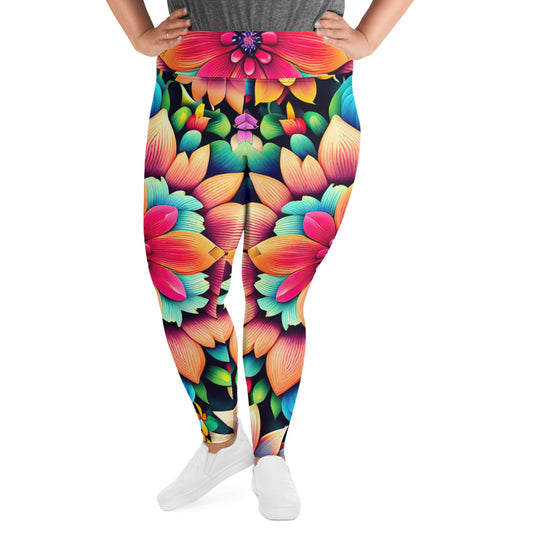 DMV 0020 Floral All-Over Print Plus Size Leggings