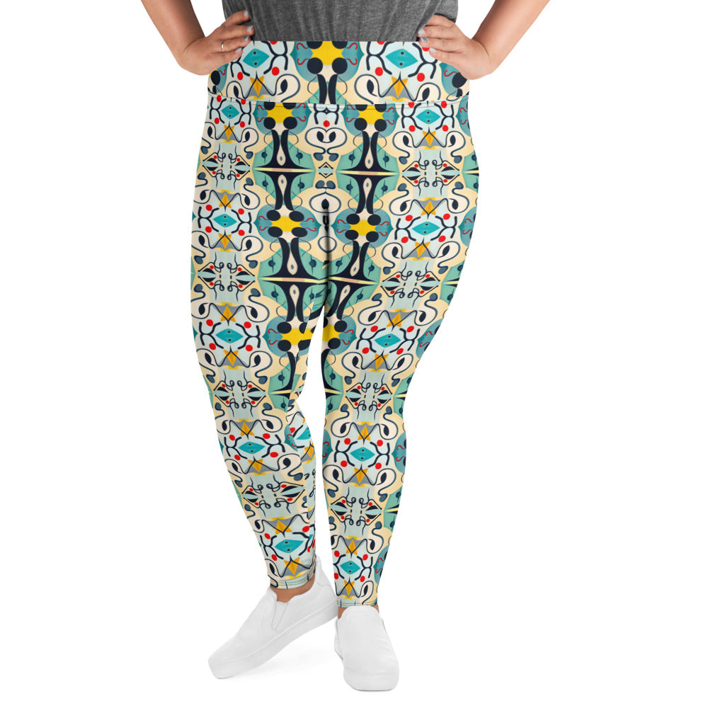 DMV 0076 Vintage Artsy All-Over Print Plus Size Leggings