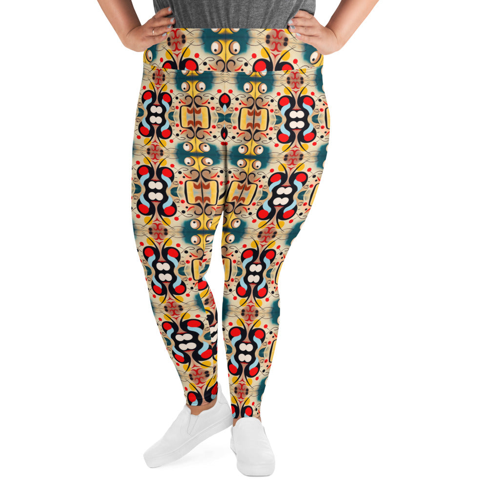 DMV 0040 Vintage Artsy All-Over Print Plus Size Leggings