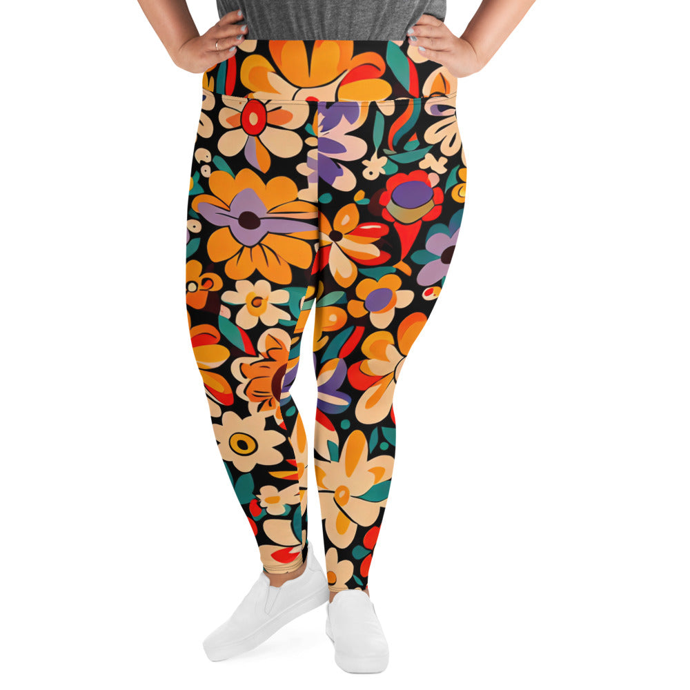 DMV 0029 Floral All-Over Print Plus Size Leggings