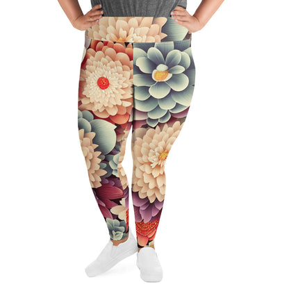 DMV 0031 Floral All-Over Print Plus Size Leggings