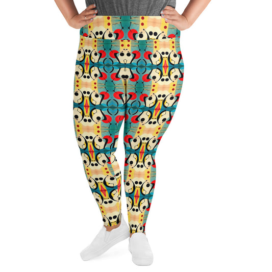 DMV 0044 Vintage Artsy All-Over Print Plus Size Leggings