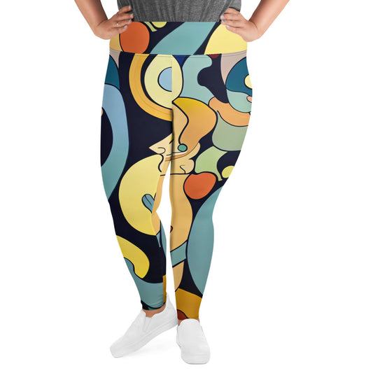 DMV 0242 Retro Art All-Over Print Plus Size Leggings