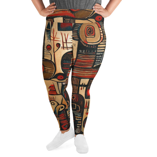 DMV 0256 Retro Art All-Over Print Plus Size Leggings