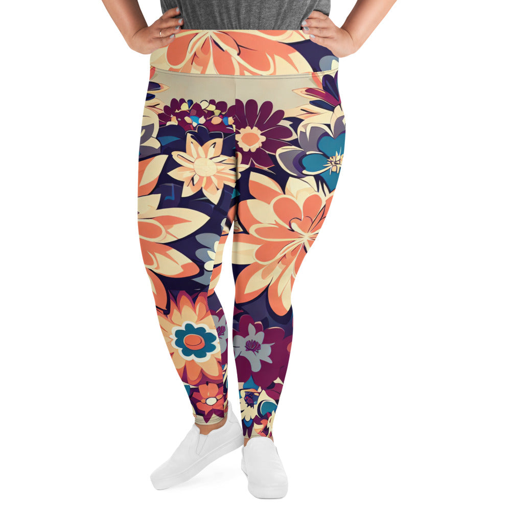 DMV 0253 Floral All-Over Print Plus Size Leggings