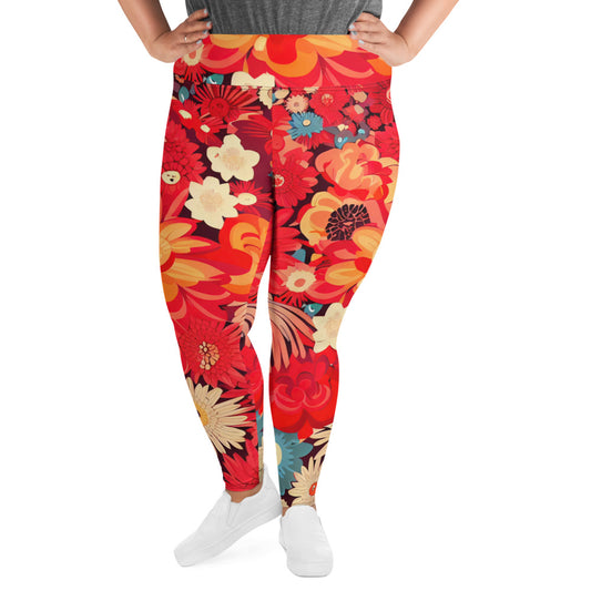 DMV 0105 Floral All-Over Print Plus Size Leggings