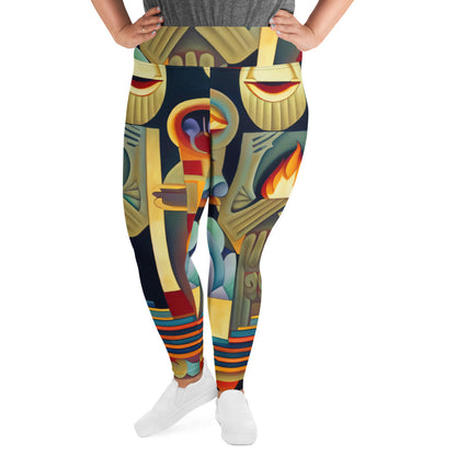 DMV 0237 Retro Art All-Over Print Plus Size Leggings